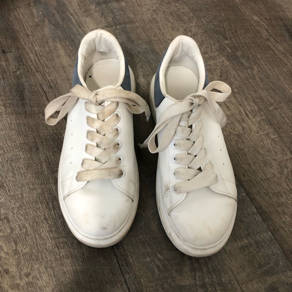 White and Blue Platform Shoes with Minimalist Design